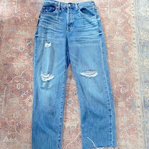 Distressed wide leg jeans